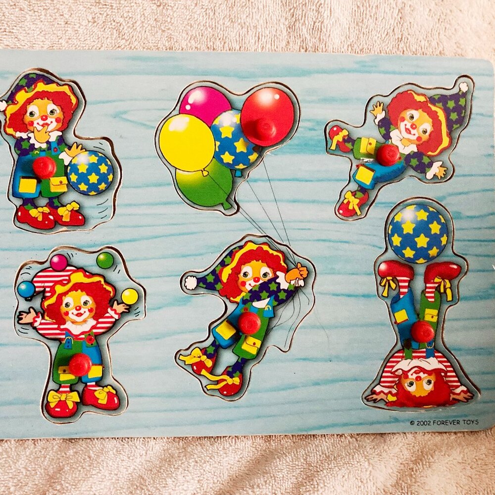 Vintage Wooden Puzzle Clown 2002 Forever Toys Puzzle